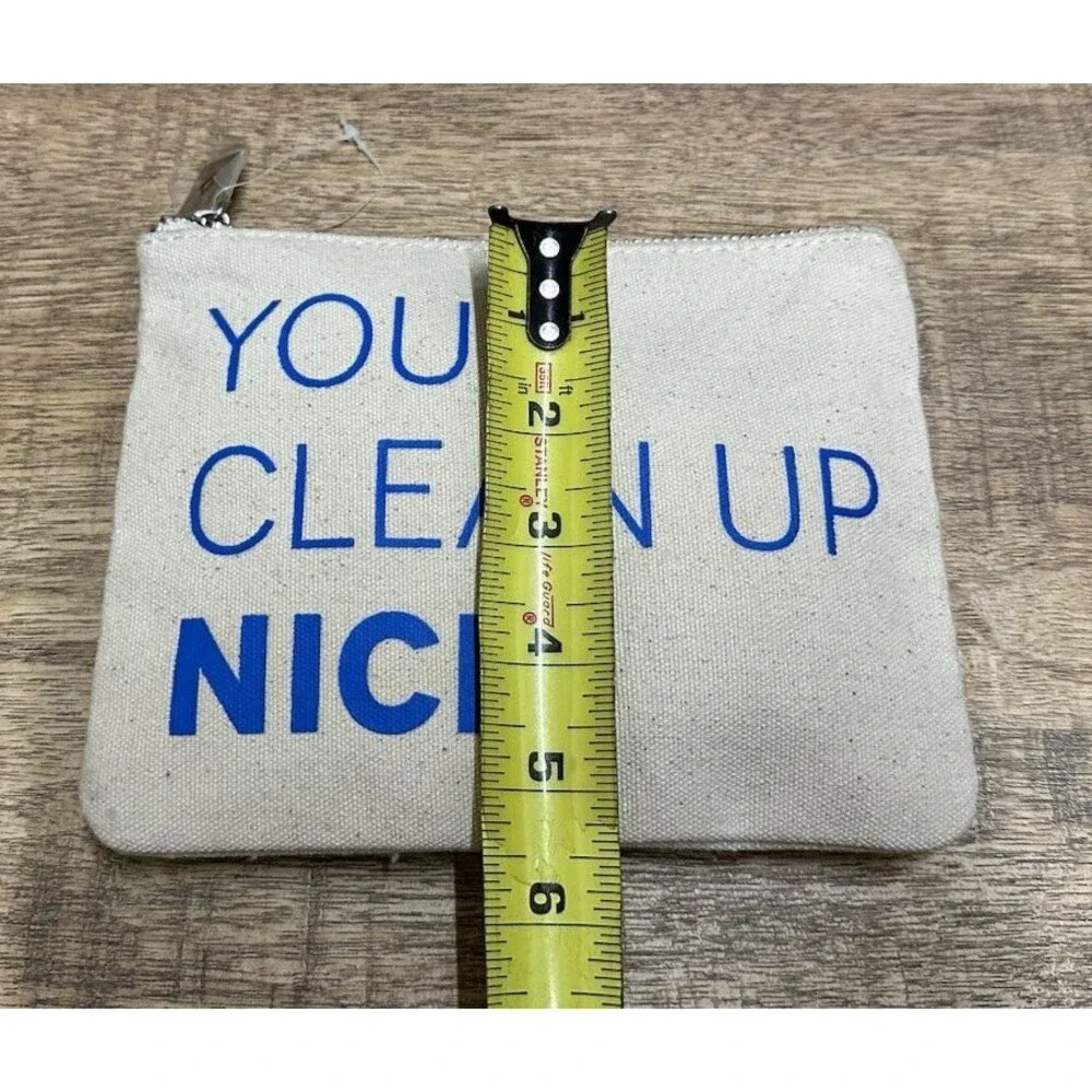 Birchbox women beige canvas zip cosmetic pouch